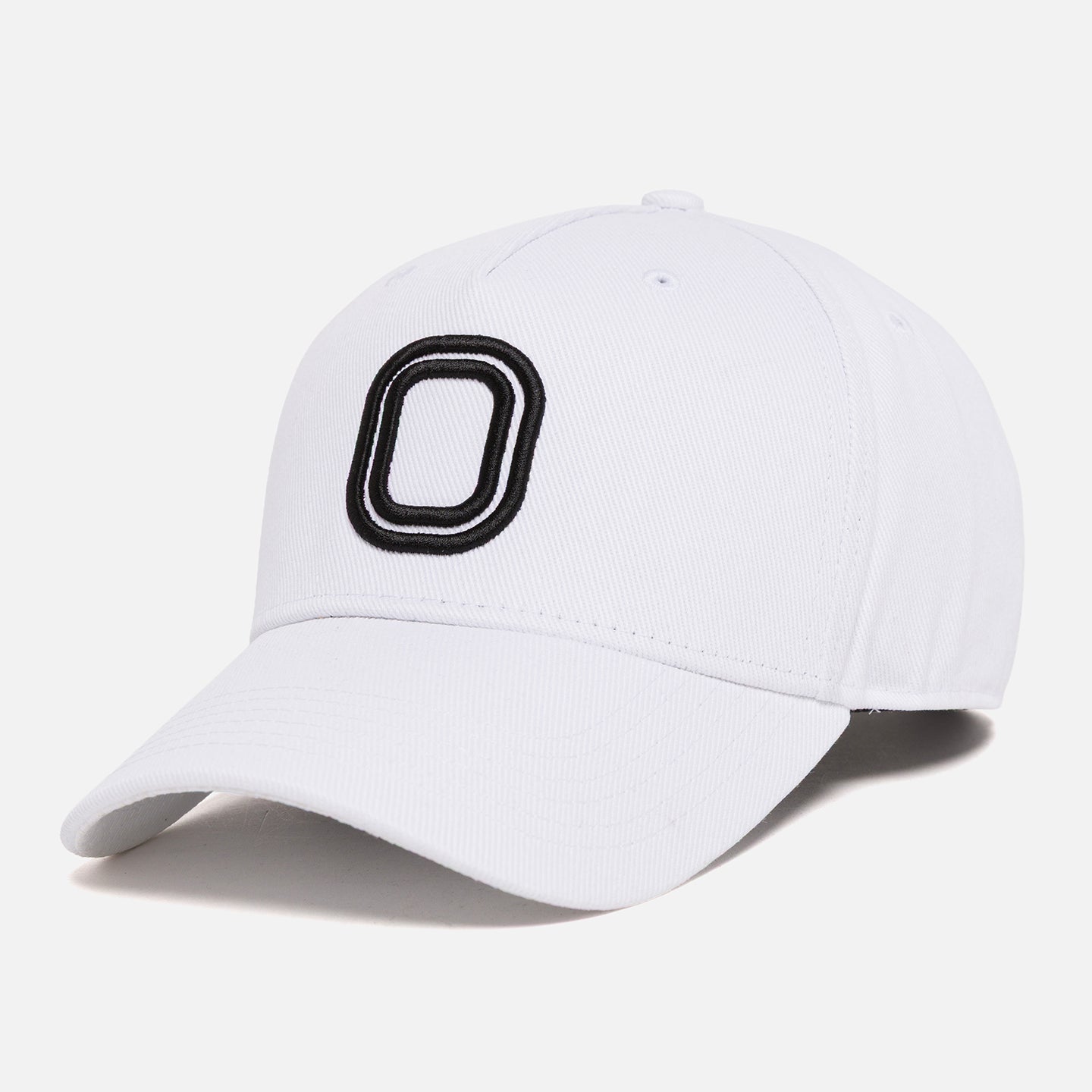 White cap with a black "O" logo
