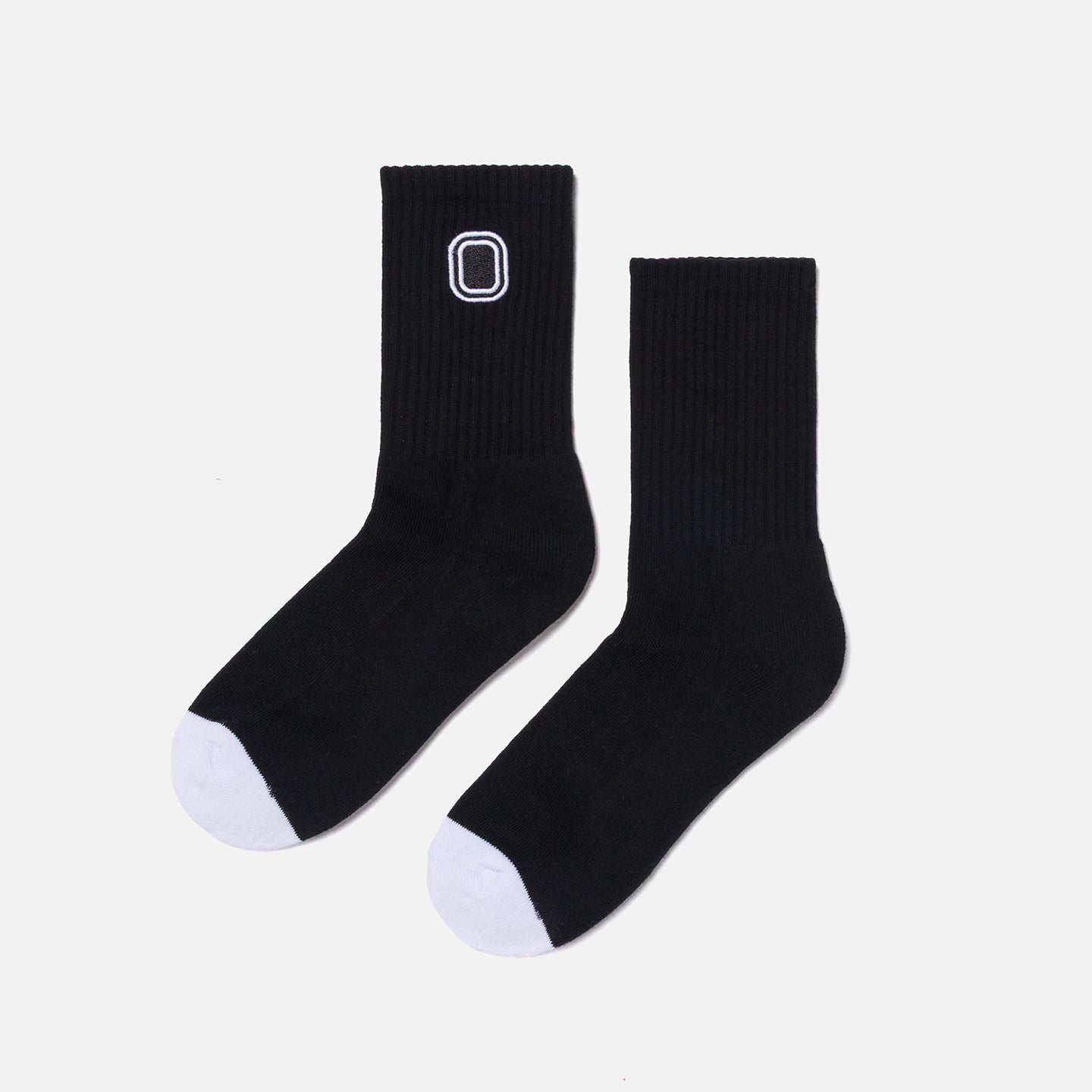 Black socks with white "O" logo