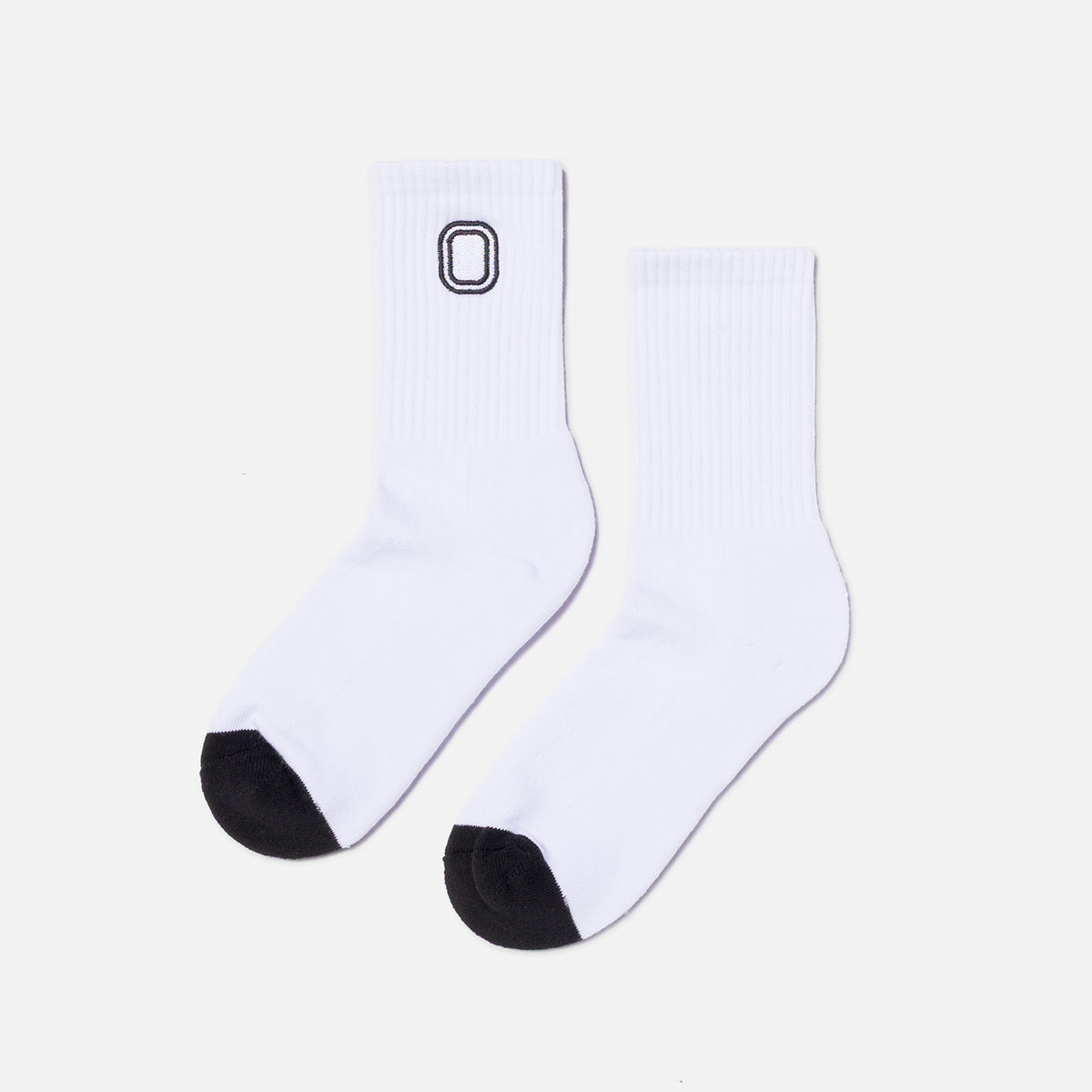 White socks with black "O" logo