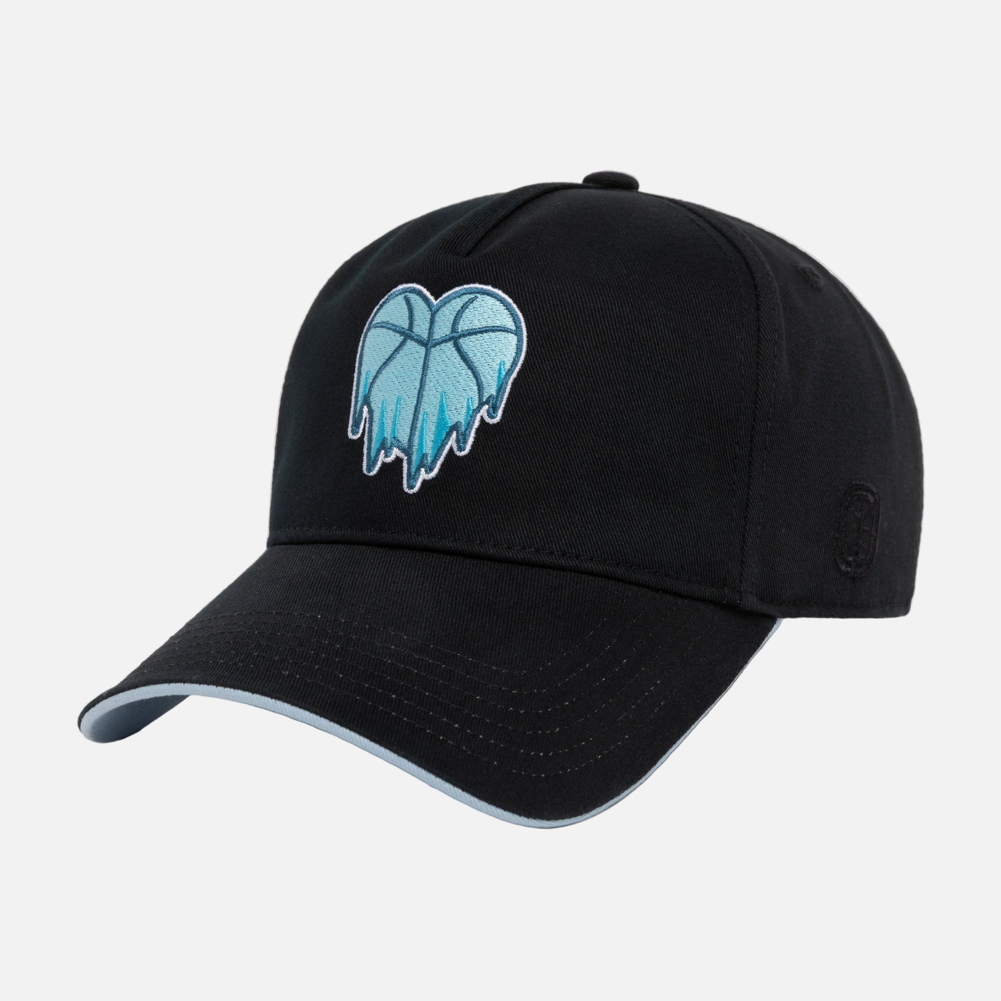Black cap with a blue embroidered Cold Heart logo