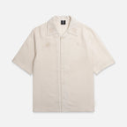 Beige short-sleeve embroidered collar shirt