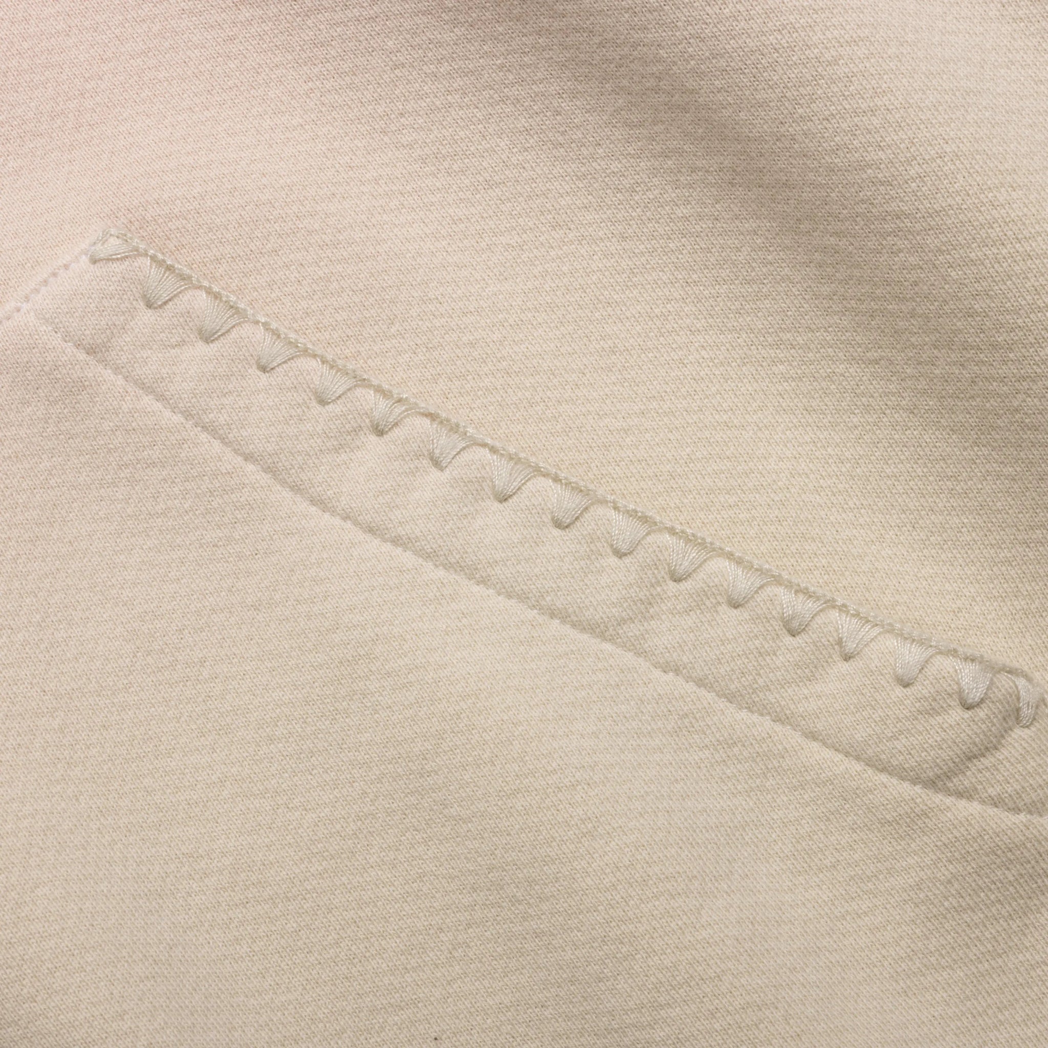Close-up of kangaroo pocket with a zig-zag stitch detail