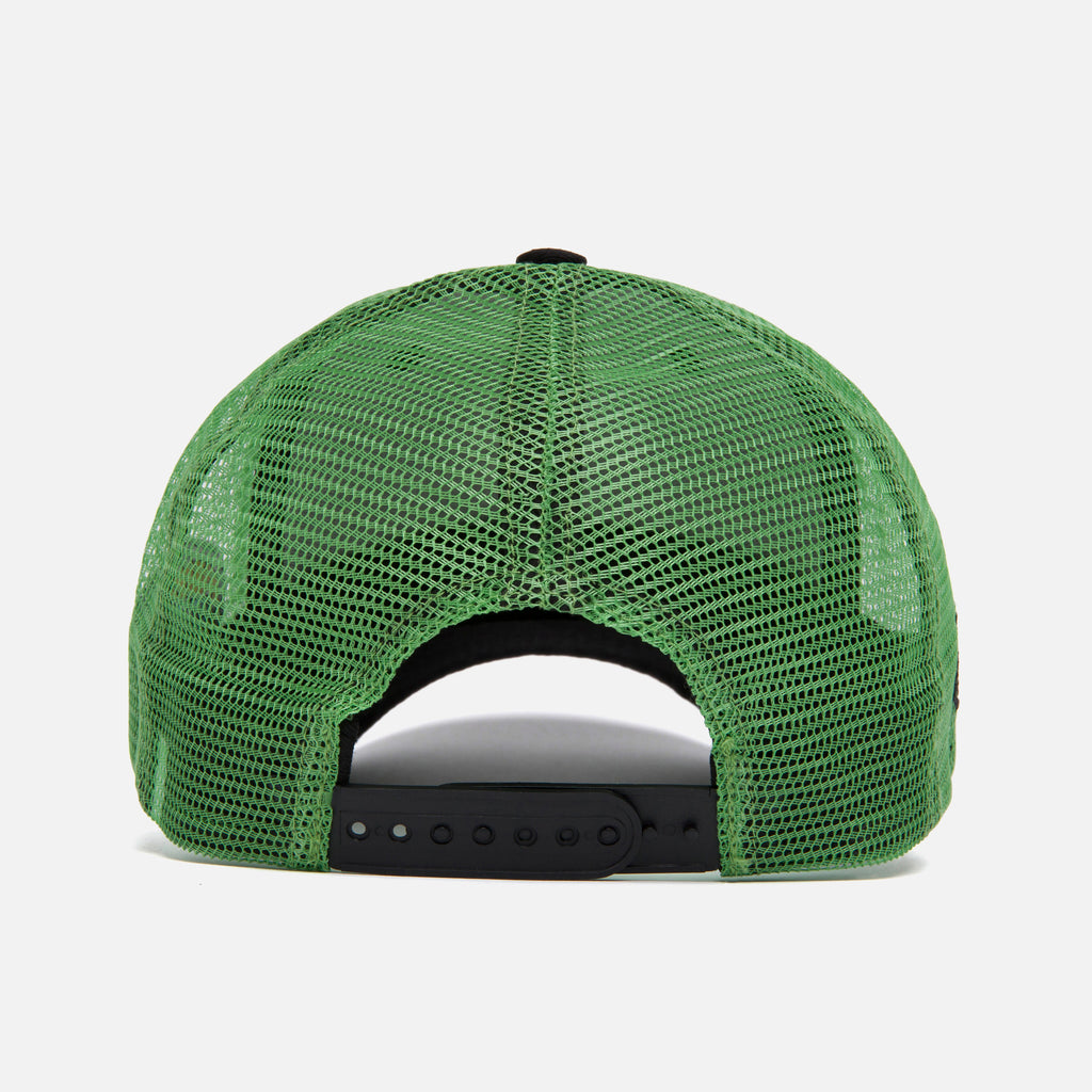 Green trucker hat with black snapback