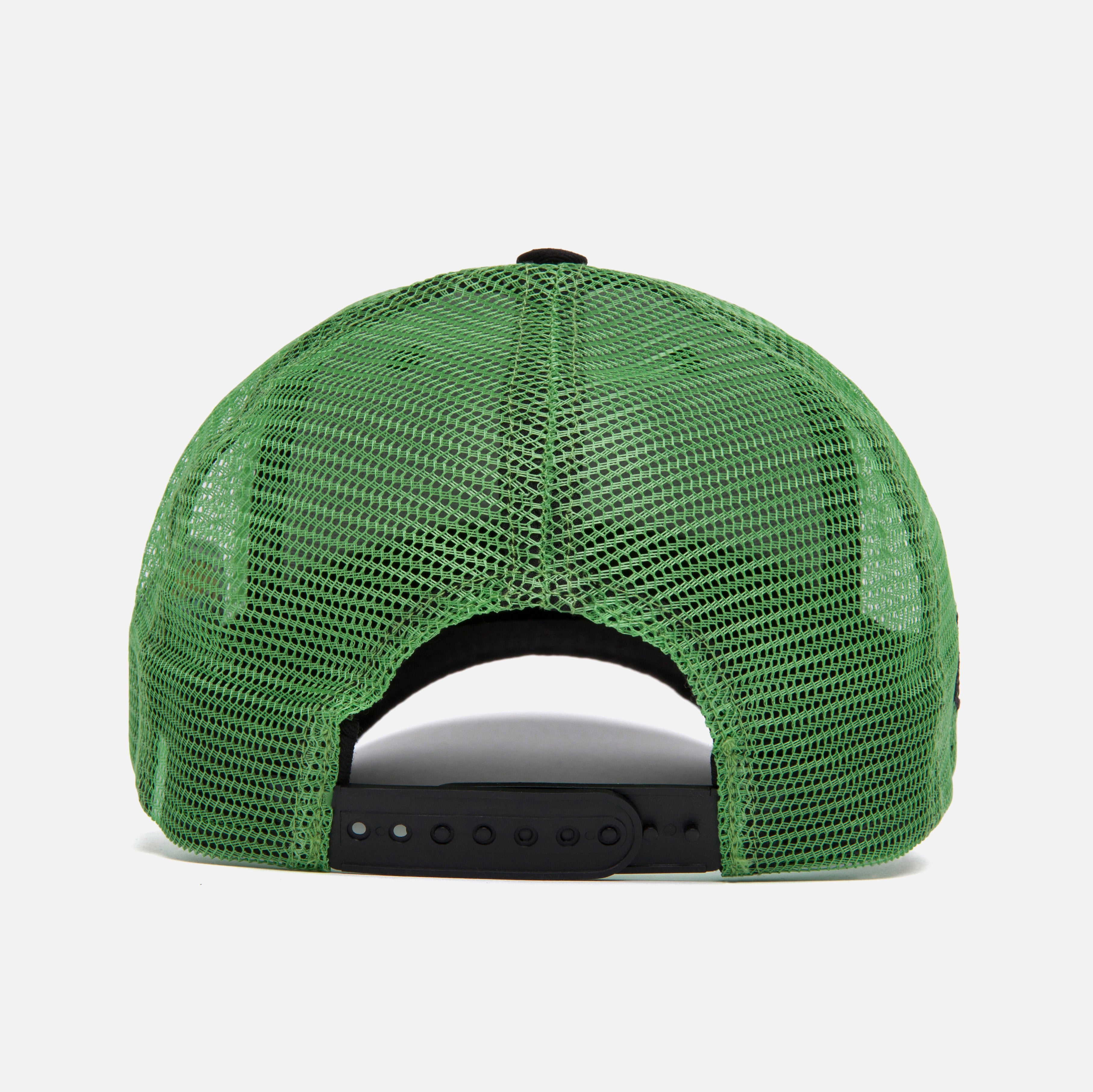 Green trucker hat with black snapback
