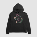 Black hoodie with floral and leaf design 