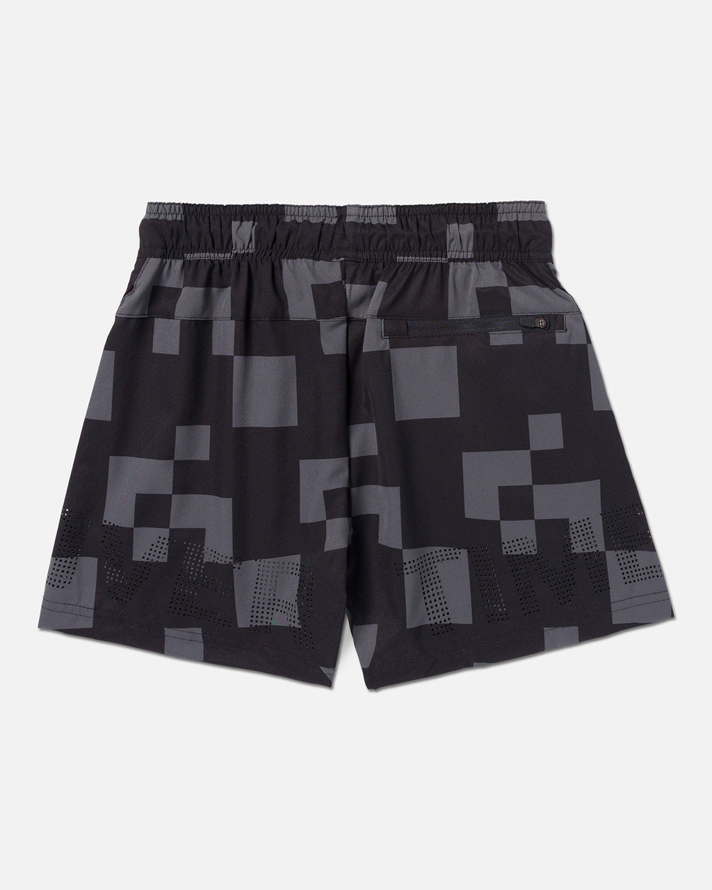 Black shorts with geometric pattern