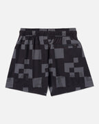 Black shorts with geometric pattern