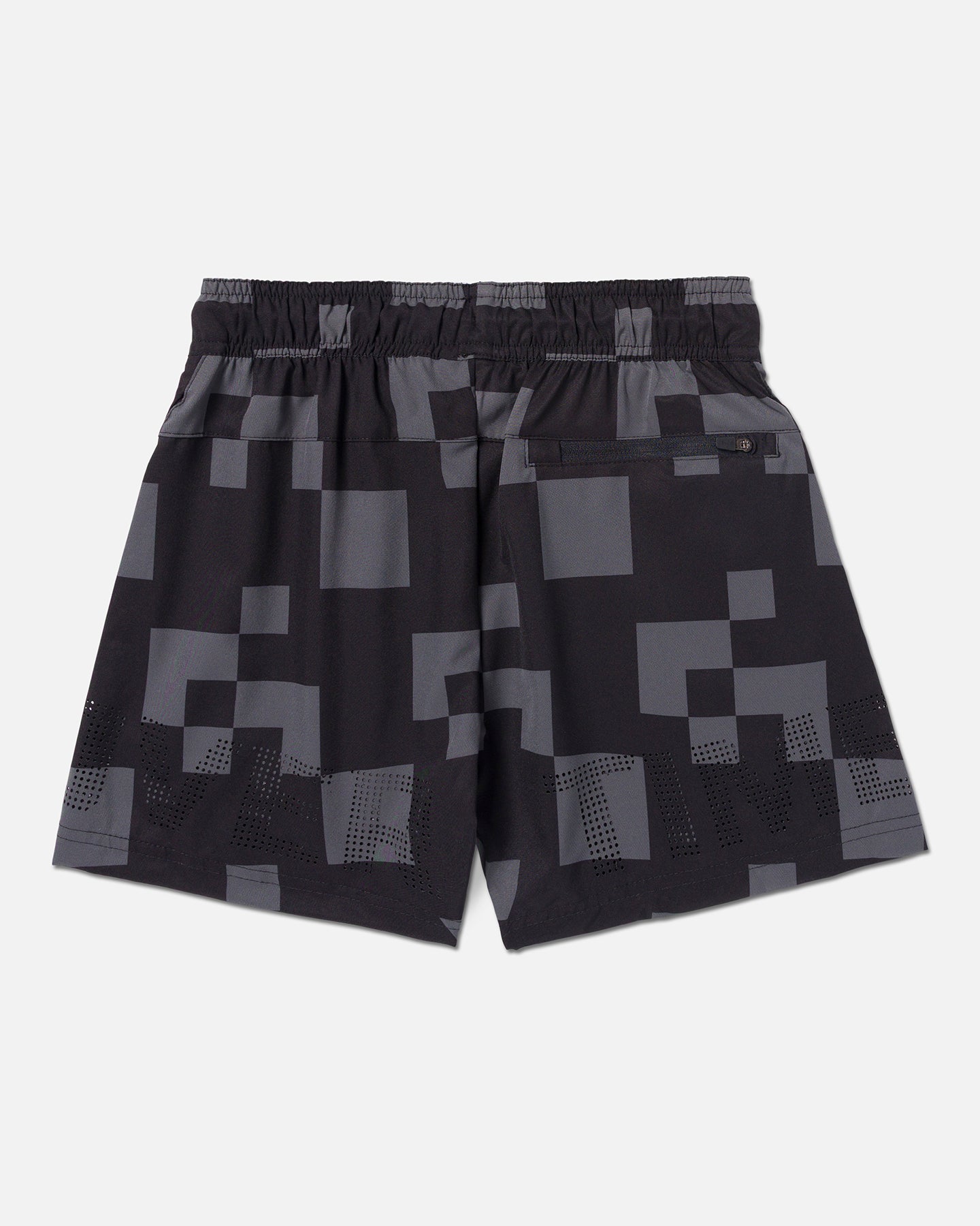 Black shorts with geometric pattern