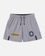 Grey shorts with "O" logo
