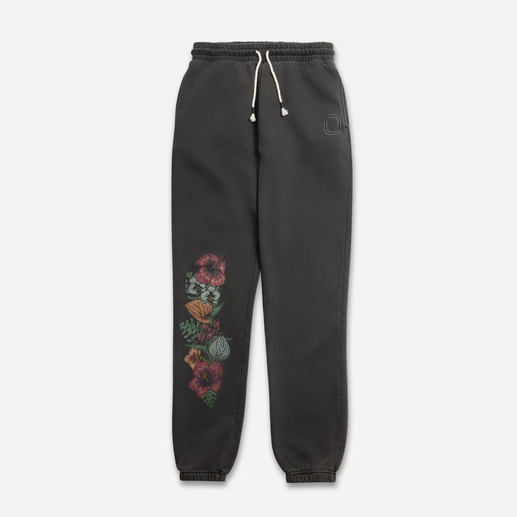 Black sweatpants with floral print