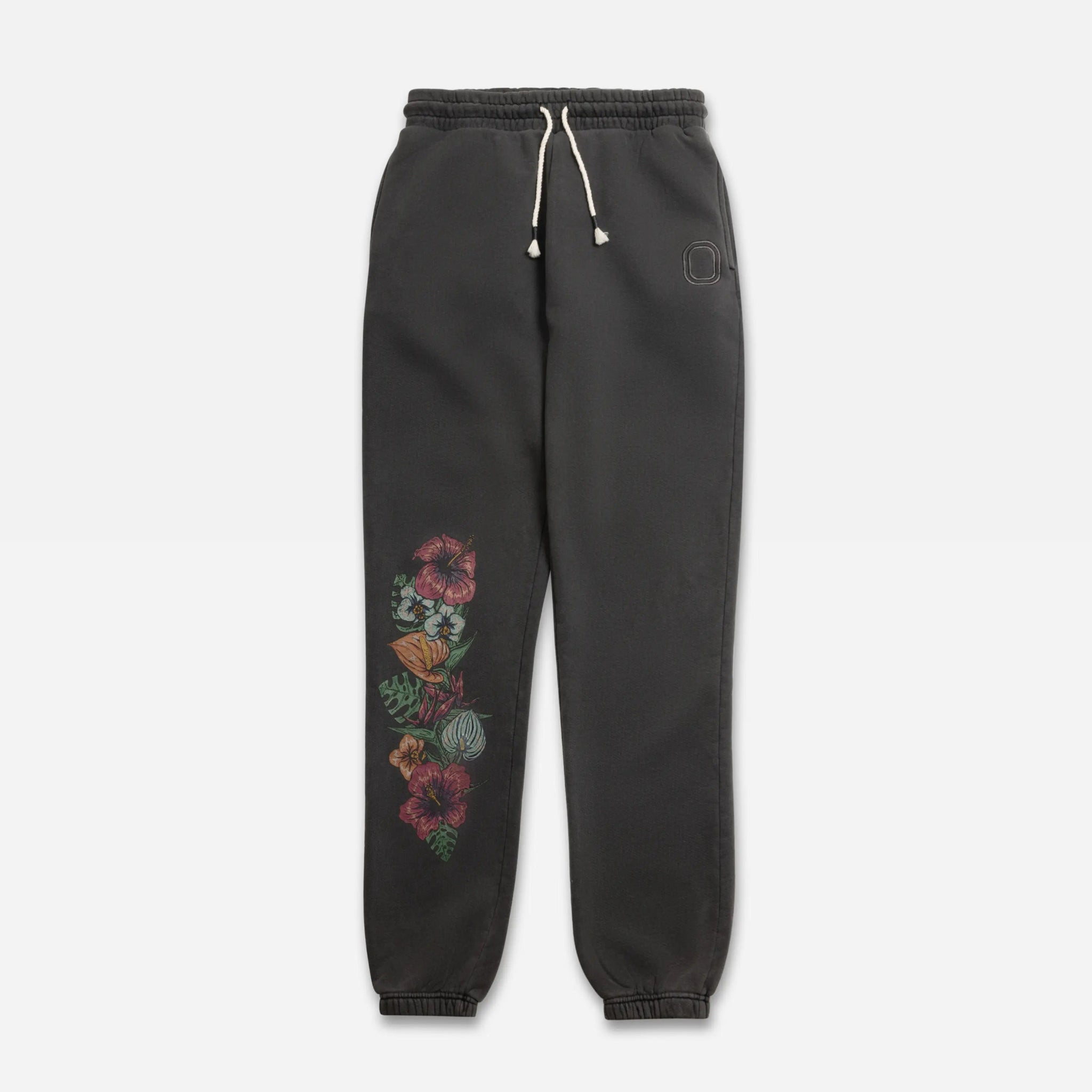 Black sweatpants with floral print