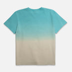 Teal to beige gradient Hooping is Paradise t-shirt on a light gray background