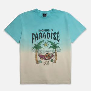 Teal Gradient t-shirt with 'Hooping is Paradise' graphic design 