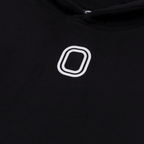 A close-up of 'O' print on the front of the hoodie.