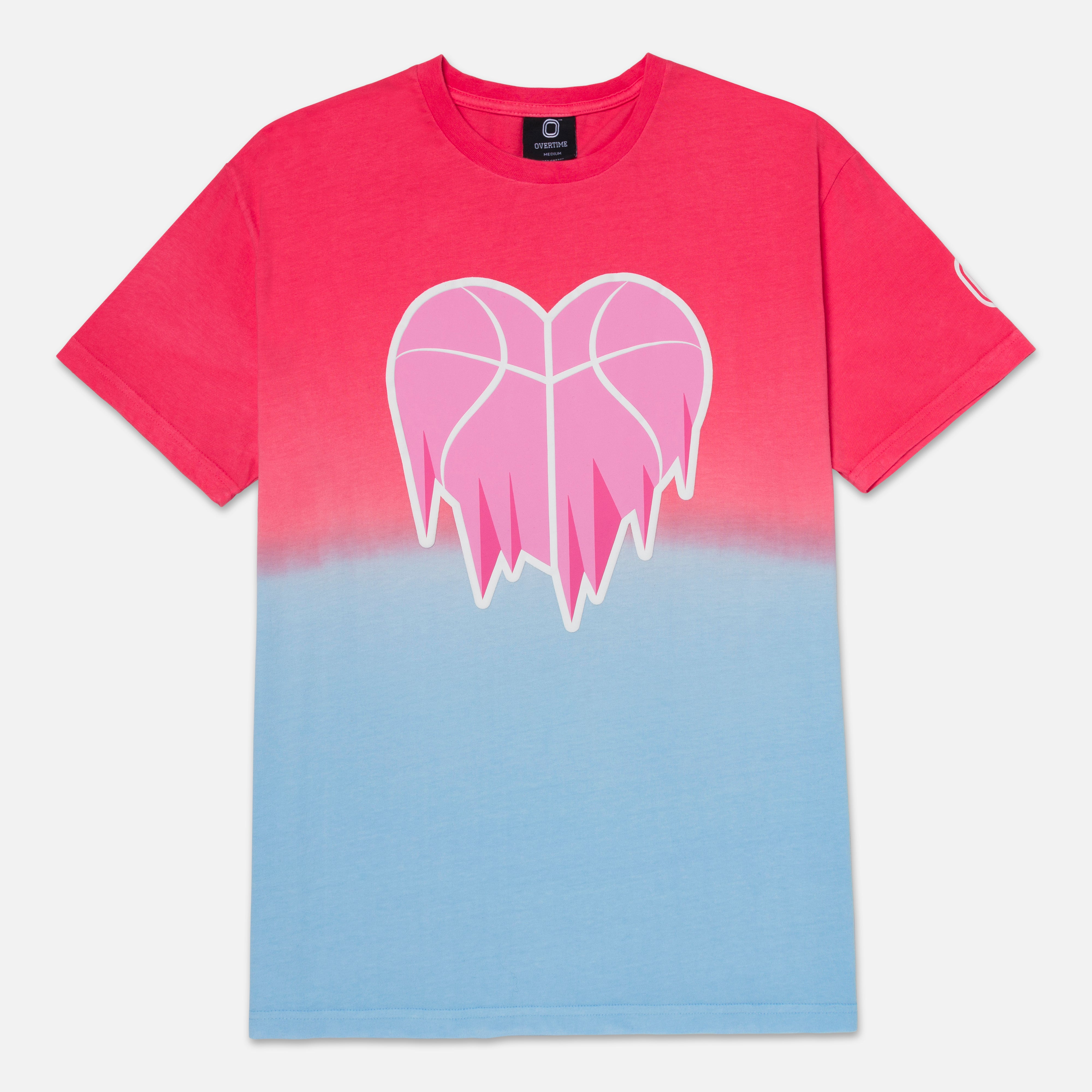 トップス DAIRIKU 22AW Heart Dyed Raglan Border Overtime Cold Hearts Tie-Dye Tee – OVERTIME