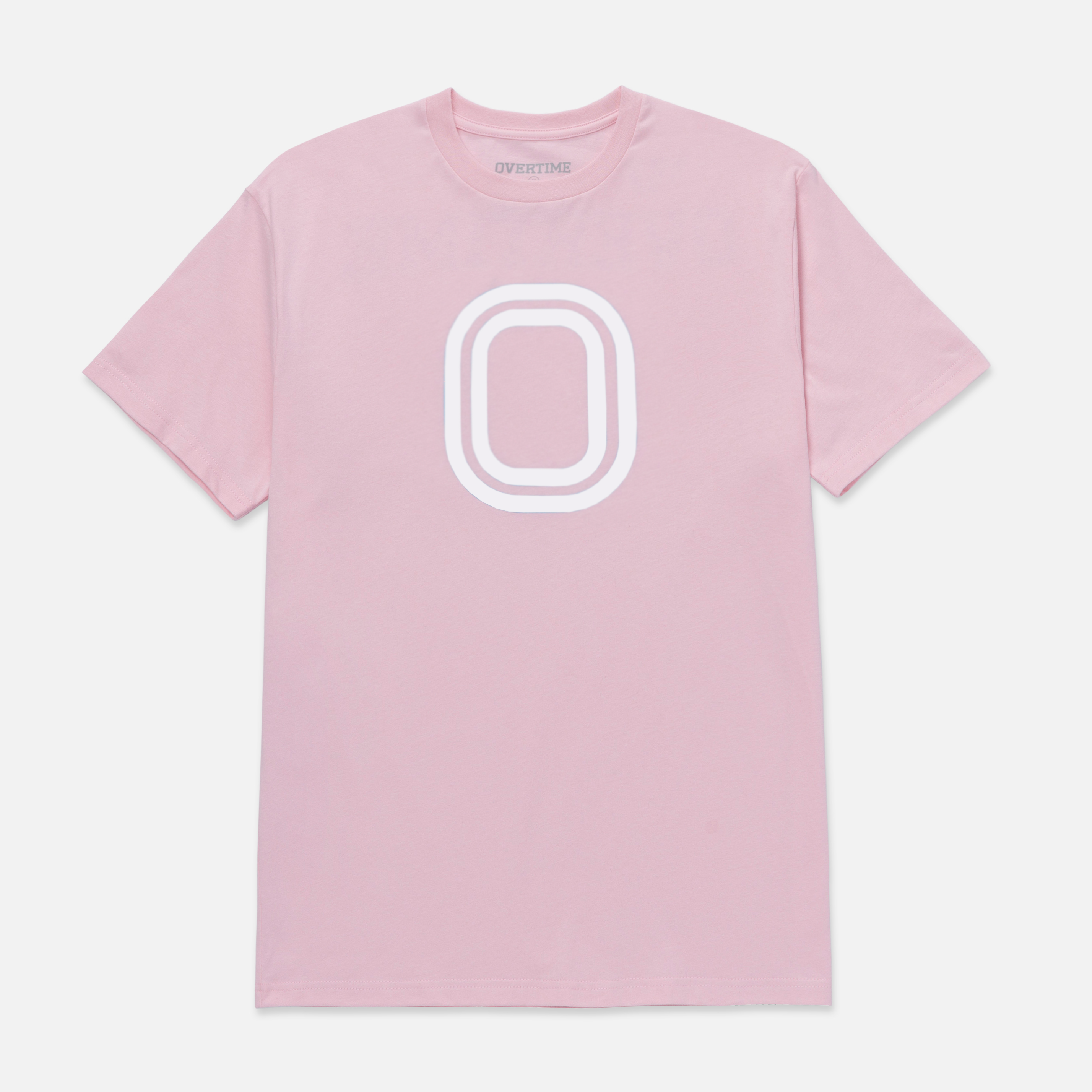 Pink t-shirt with a white "O logo