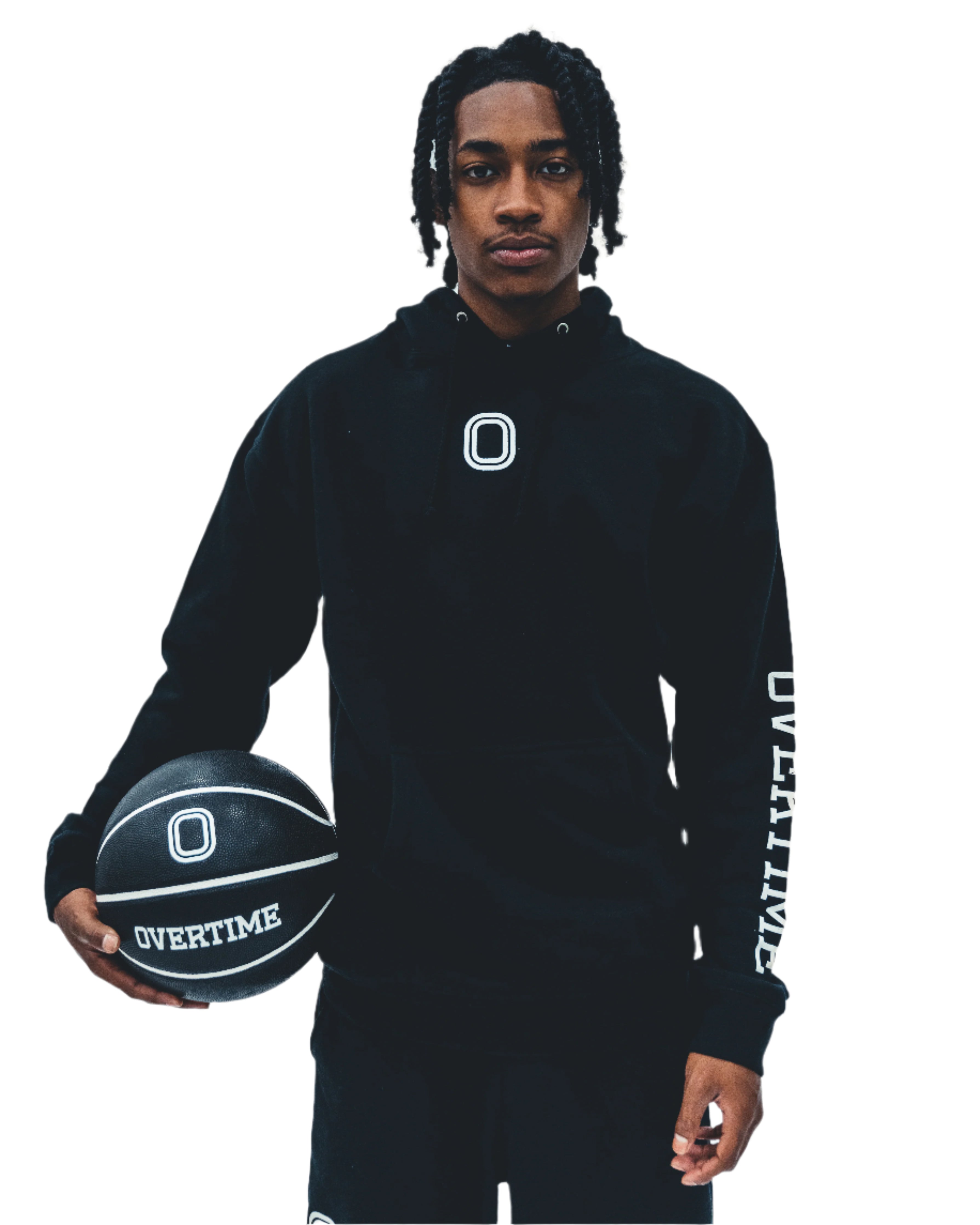 Rob Dillingham wearing a black hoodie with a 'O' logo print on the chest and 'OVERTIME' print on the sleeve.