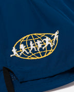 Close-up of world and runners logo
