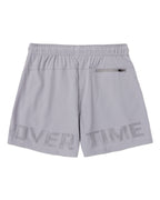 Grey shorts with "OVERTIME" logo
