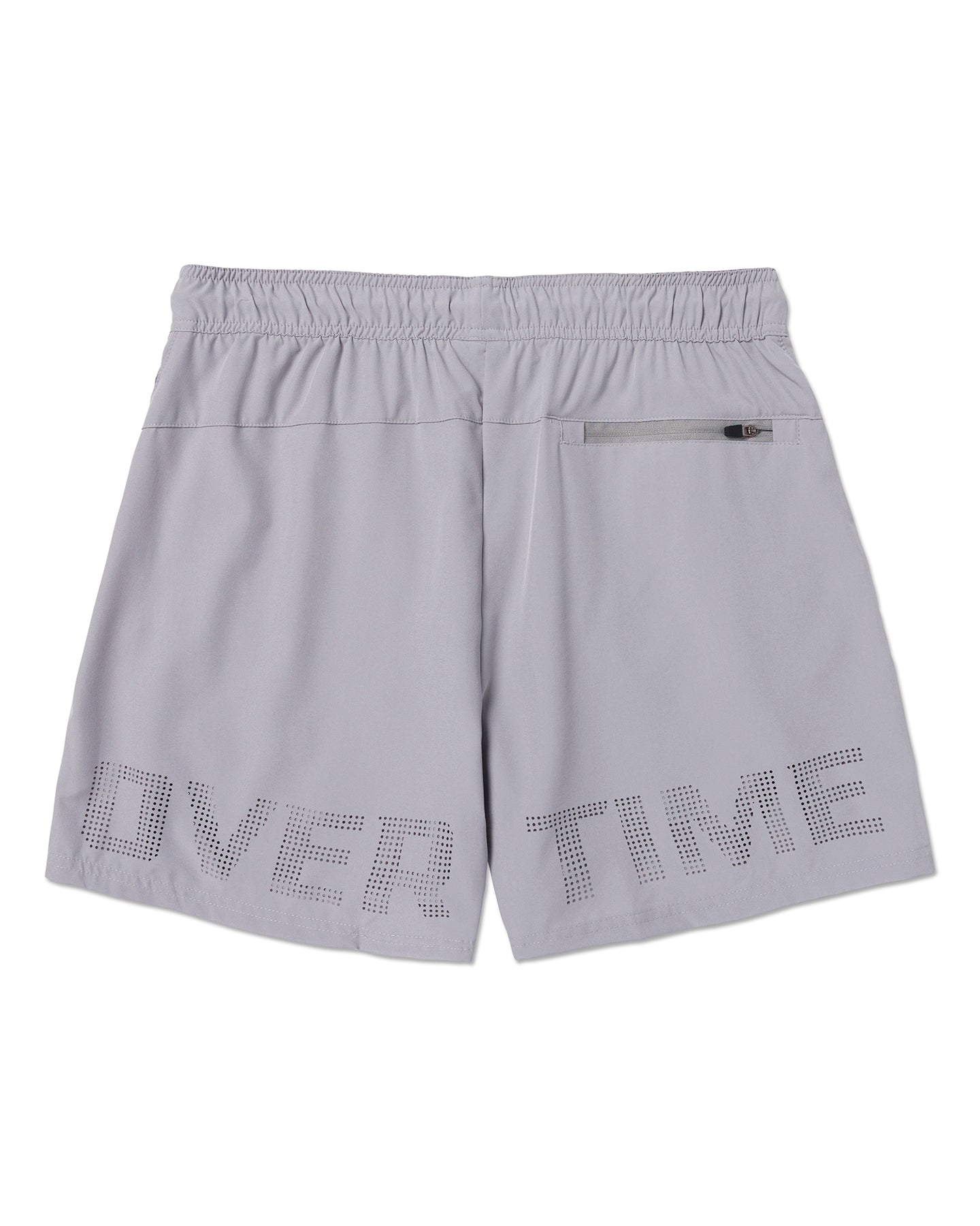 Grey shorts with "OVERTIME" logo