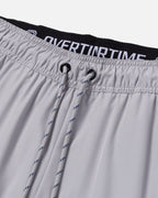Grey shorts with grey drawstrings