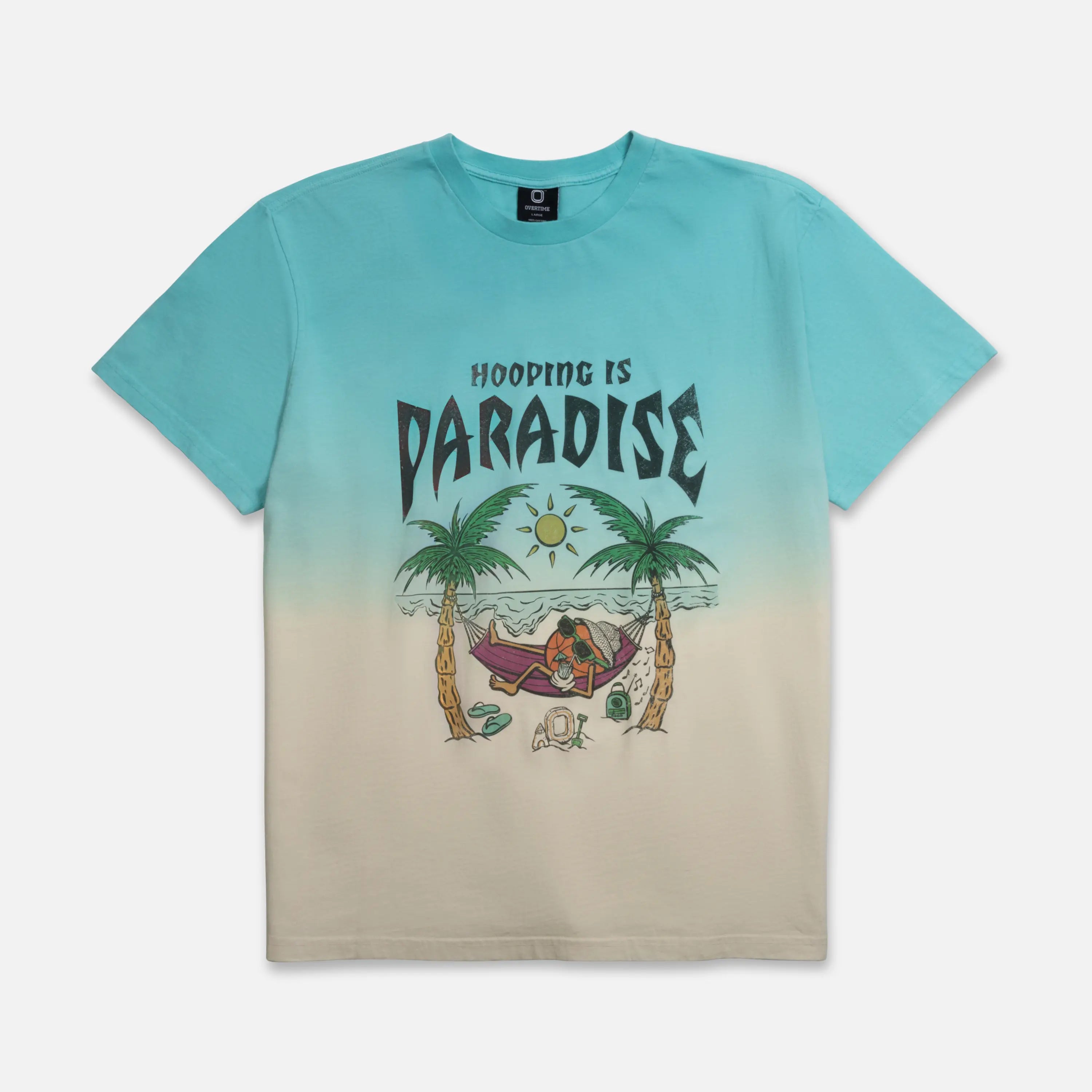Gradient t-shirt with 'Hooping is Paradise' graphic design